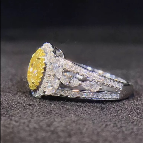 New Luxury 925 Silver Oval Cut Royal Citrine Ring - Picture 5 of 6